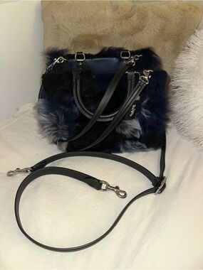 Coach Rogue 25 Shearling Patchwork Navy Multi